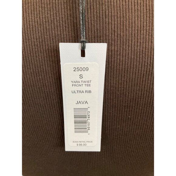 Michael Stars Yara Twist Front Tee Ultra Rib Java Brown Long Sleeve Size S - Picture 6 of 7